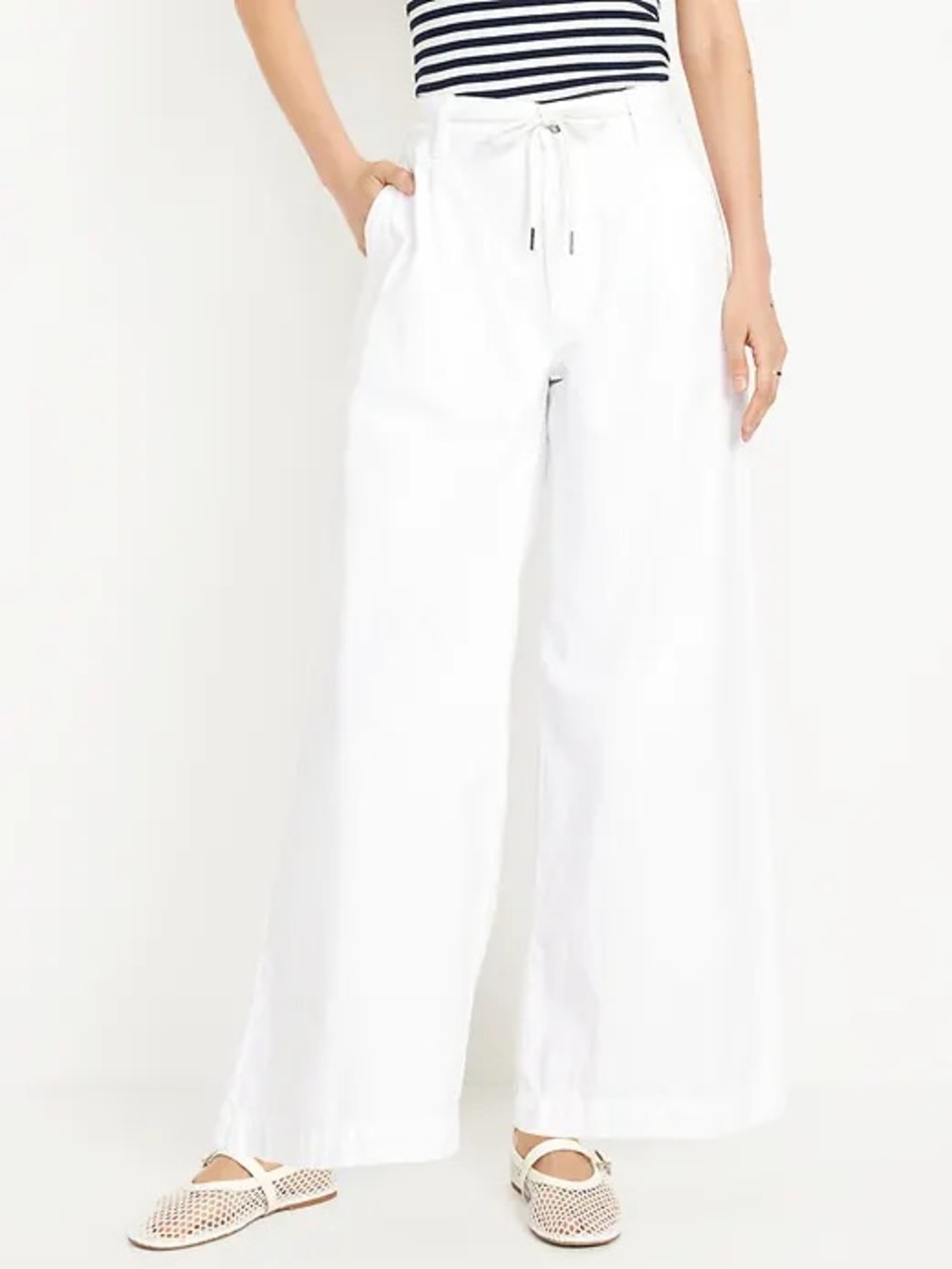 Old Navy White Wide-Leg Drawstring Pants